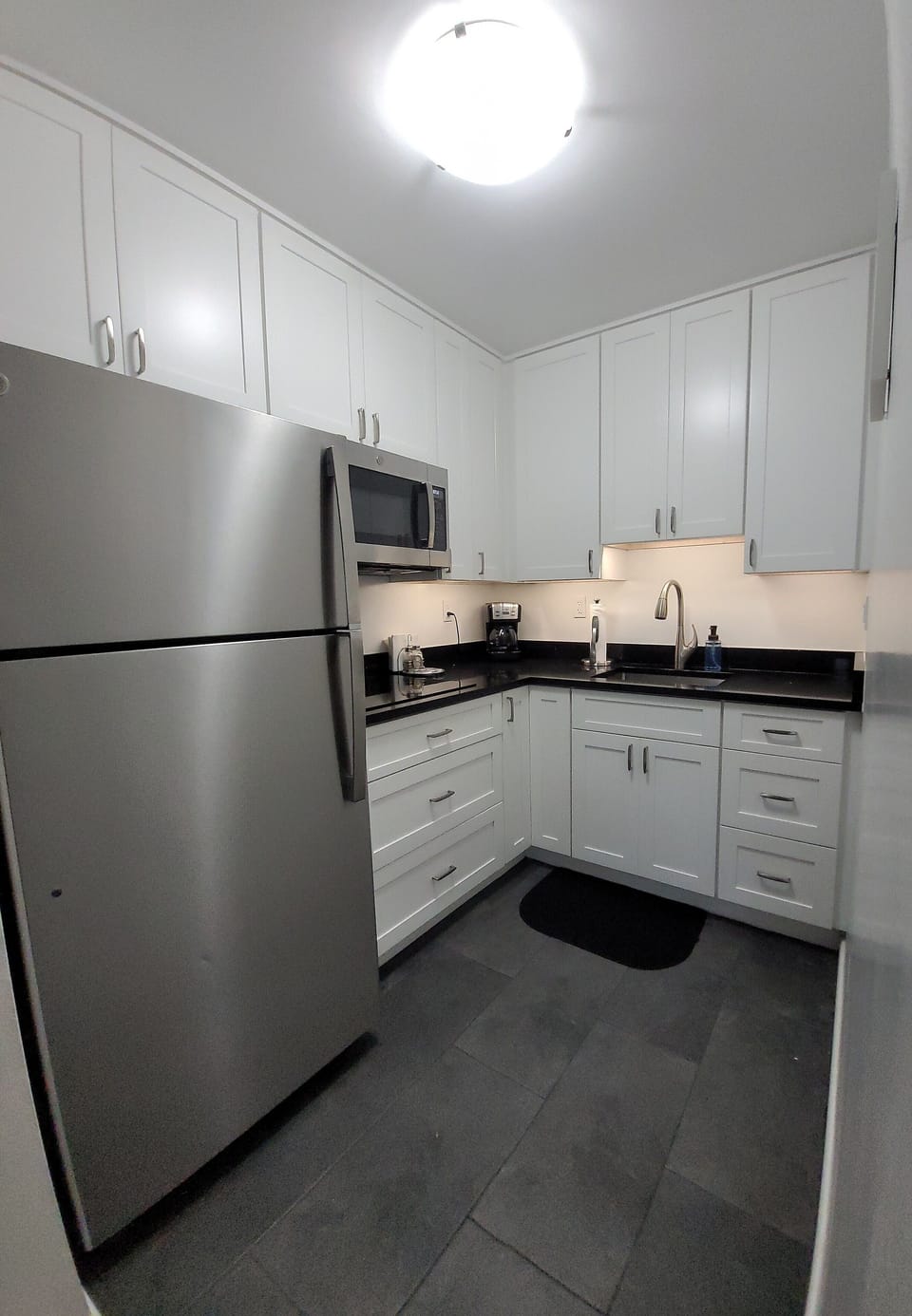 New kitchen is equipped with everything you will need. 