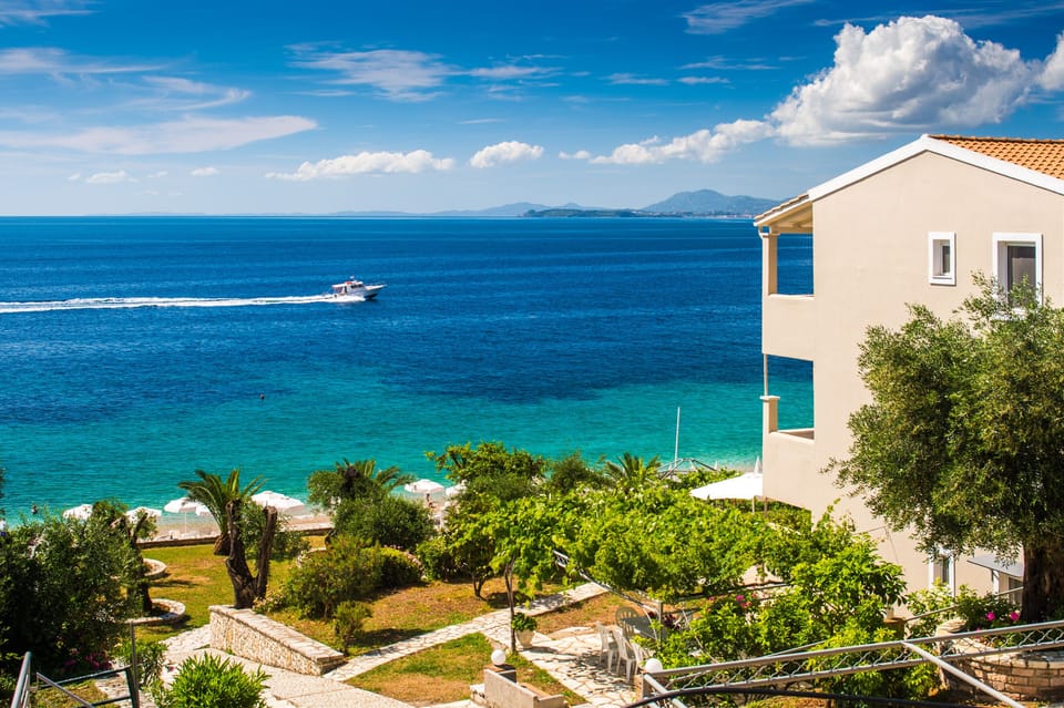 Our Garden and Ionian Sea of Corfu Apartments by the beach