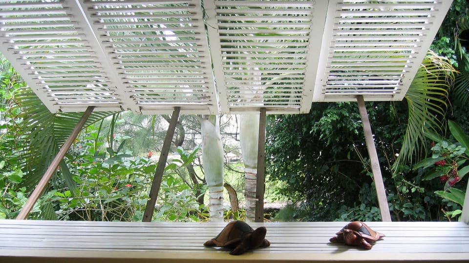 view to rear garden from den