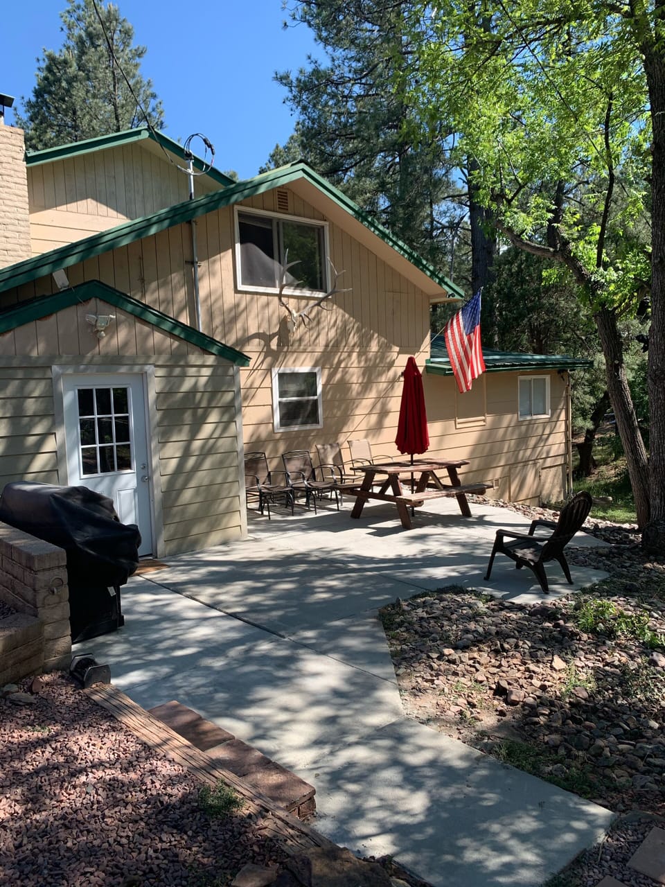 Outdoor seating for meals and relaxing in the cool weather 
