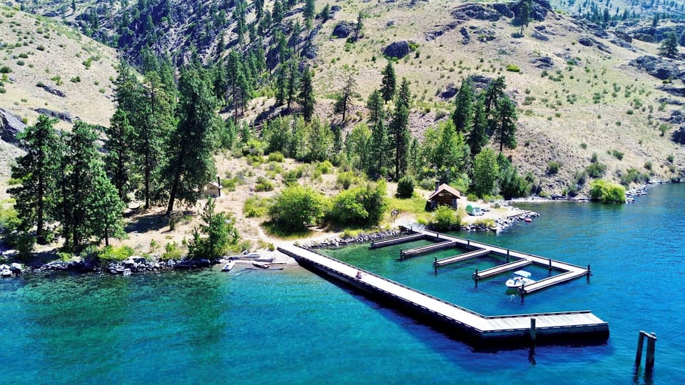 Mitchell Creek boat-in campground located across the lake from the Fields Point Cabin