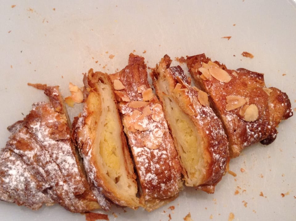 Delicious almond croissant, one of the 5 choices of breads and pastries.