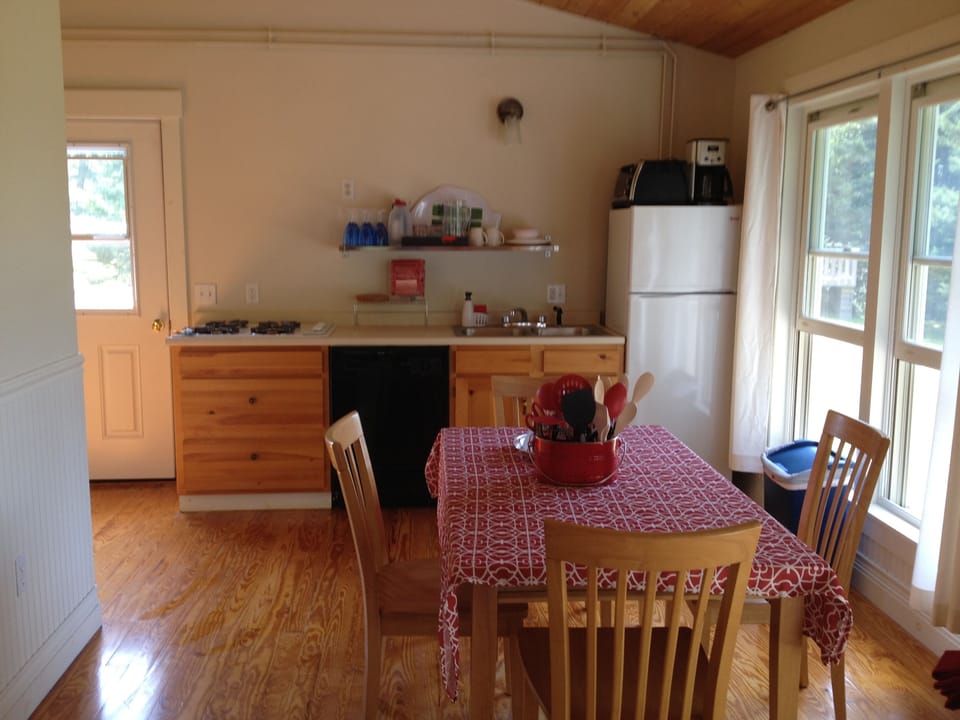 Lobster Cottage kitchen (dishwasher, cooktop, fridge, but no stove)