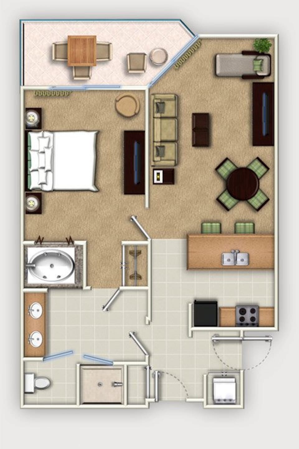 Floor plan for one bedroom