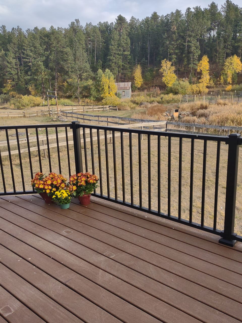 Deck off kitchen - view of historic Homestake Mining Pump House in background