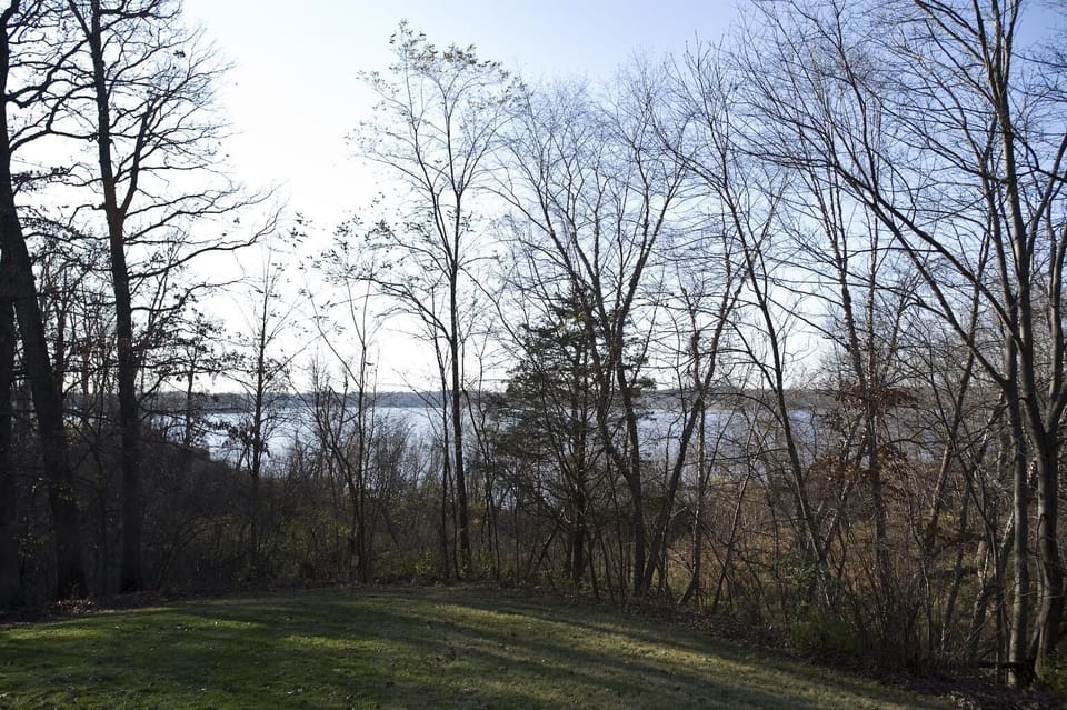 View from front yard, 2 minute walk downhill to the lake, we have a path.