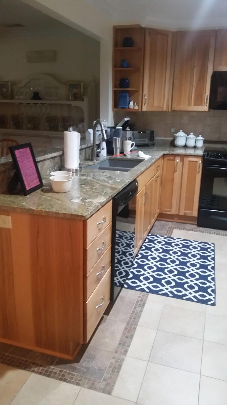 Updated Kitchen overlooking Dining Room and Living Room