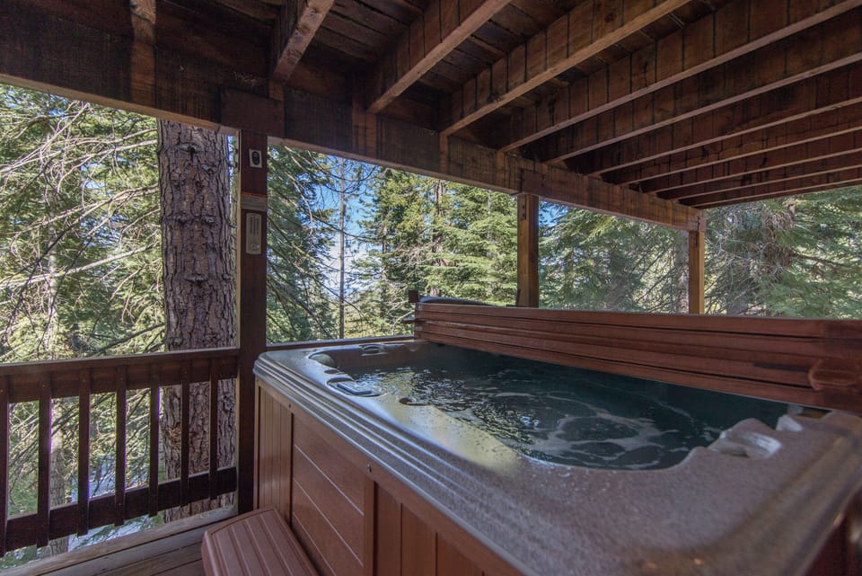 Private hot tub on back deck