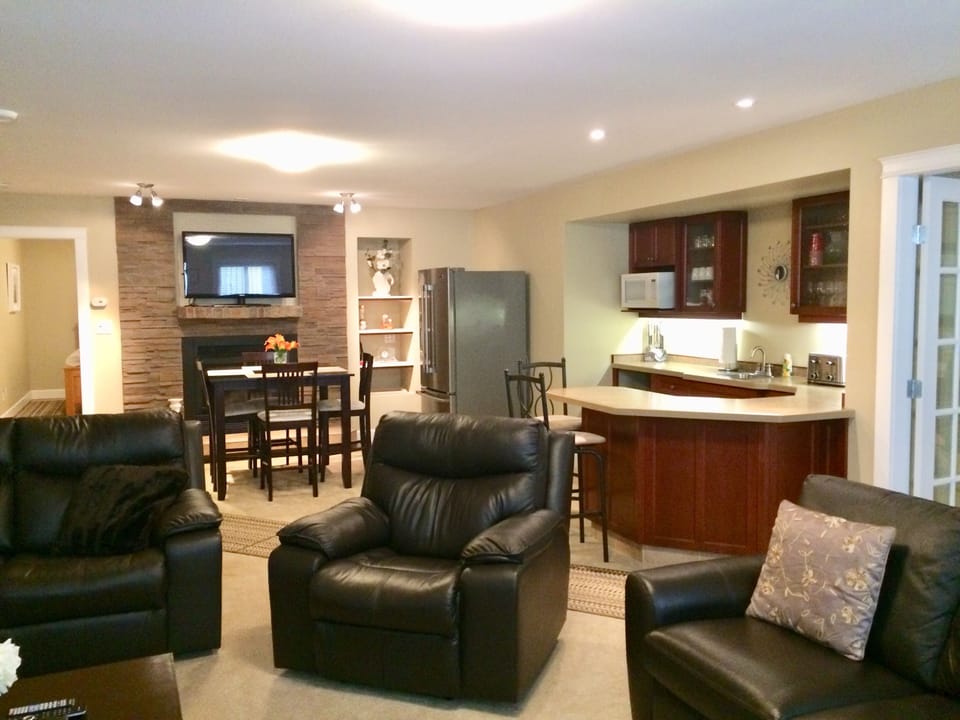 Open living space and kitchen 