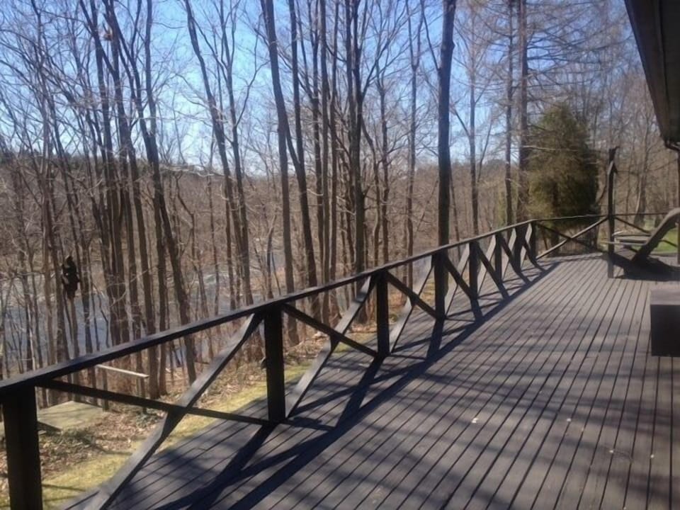 Expansive deck which wraps around the home.