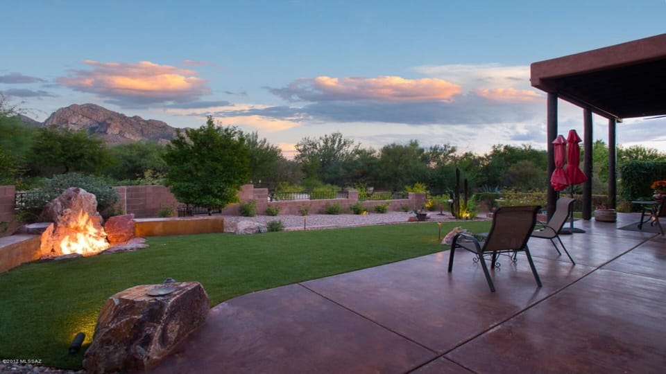 Mountain view from backyard at sundown.