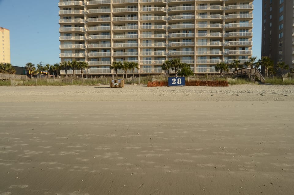 Beach in front of South tower