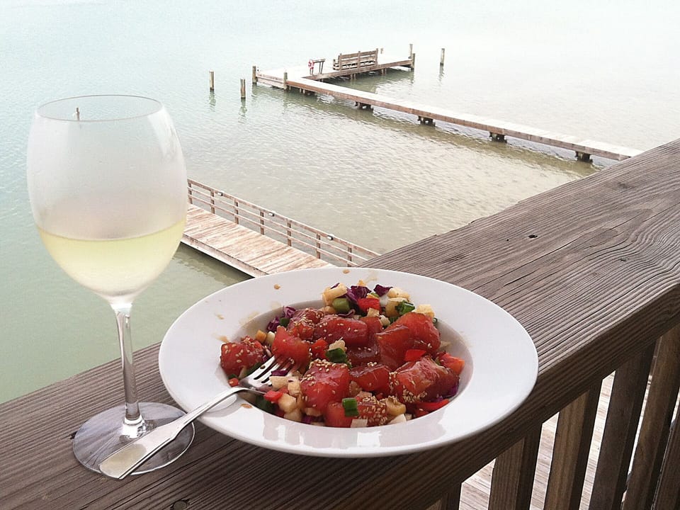 Poke lunch on the balcony