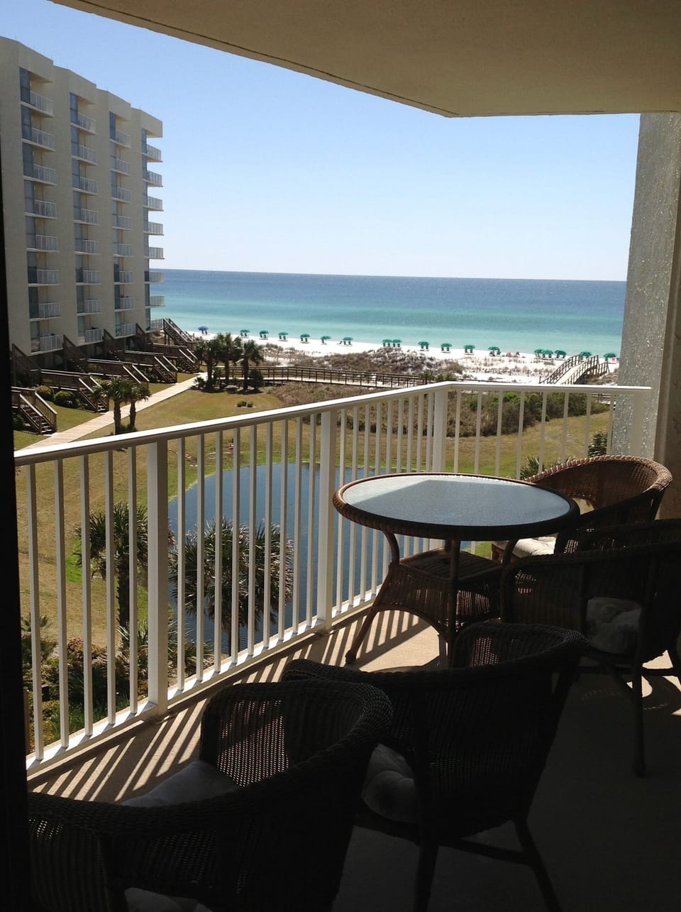 Living Room View of Balcony and Beach