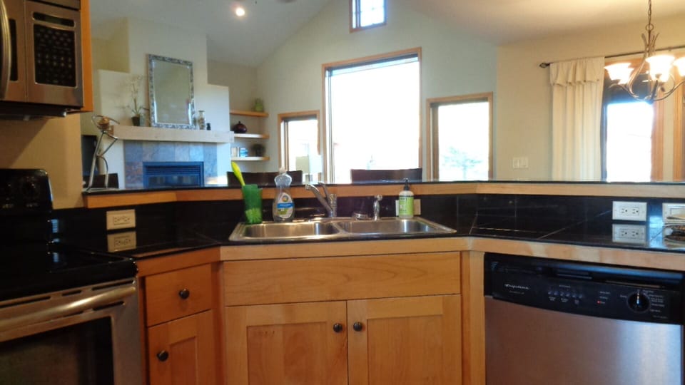 View from the kitchen into great room
