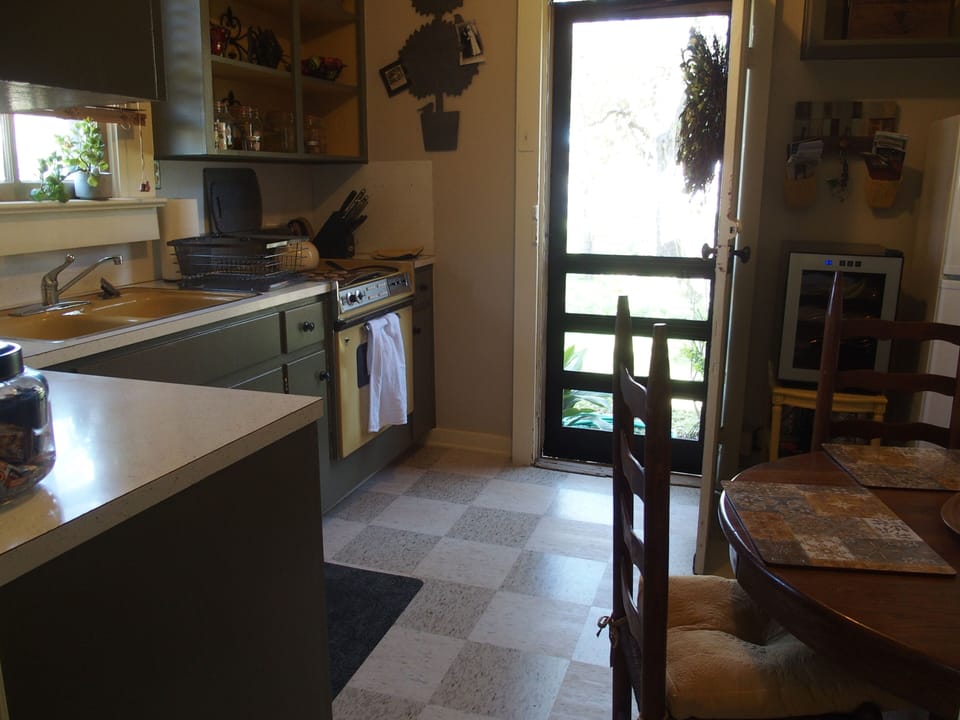 view from the living room into the kitchen