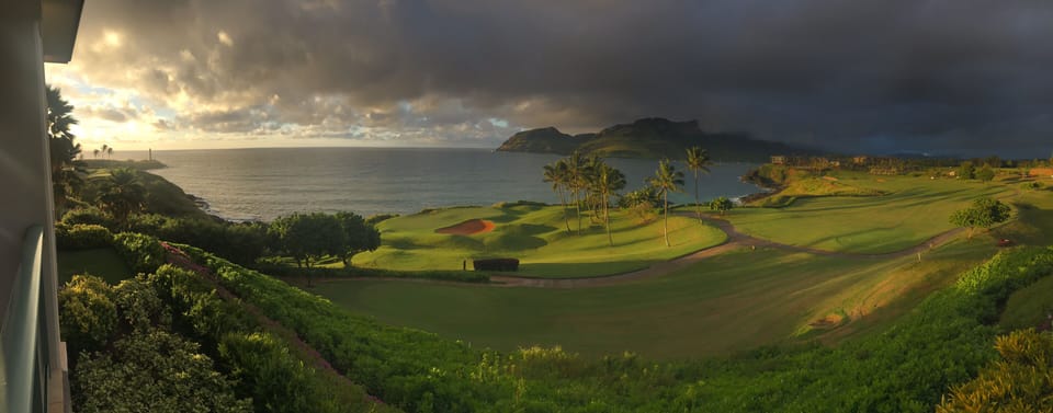 Panoramic view from our lanai on a beautiful morning.