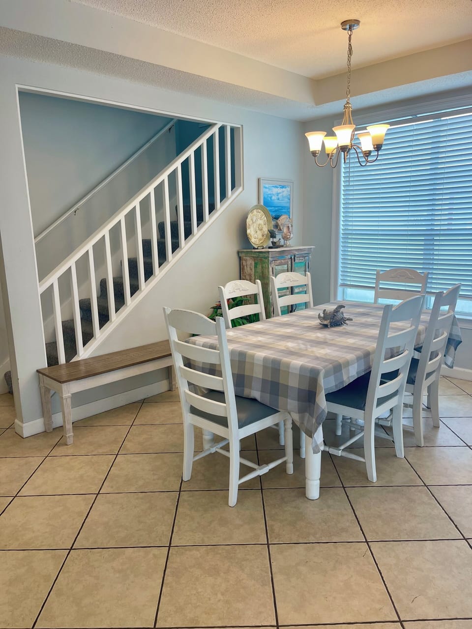 Dining with added bench for additional seating