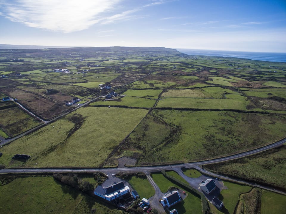 Agricultural view and view of cliffs and Atlantic Ocean from the house