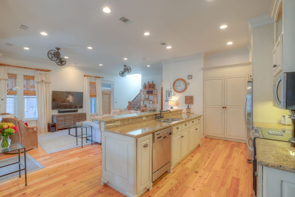 Open 1st floor kitchen and living