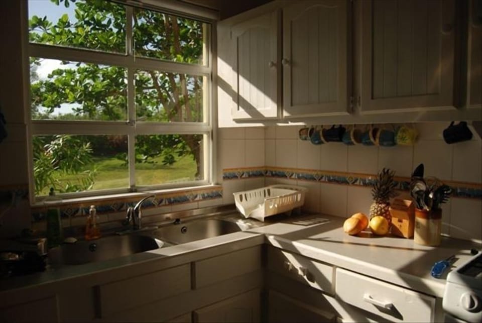 Kitchen view in morning.