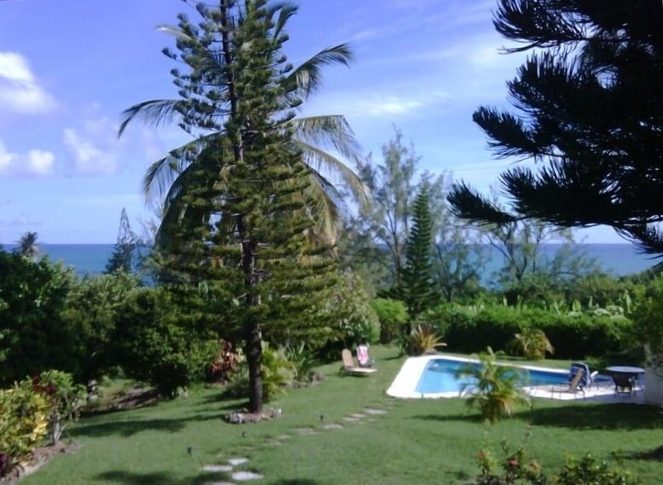 View from house - pool & Atlantic ocean. Pool is 1/4 towards front of prope