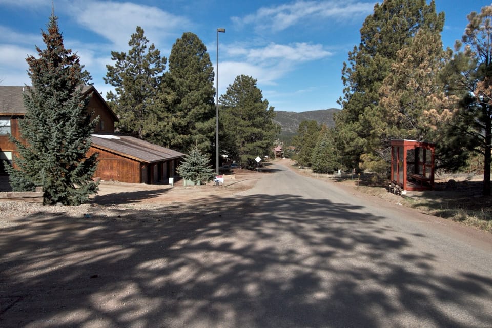 View of street and shuttle stop