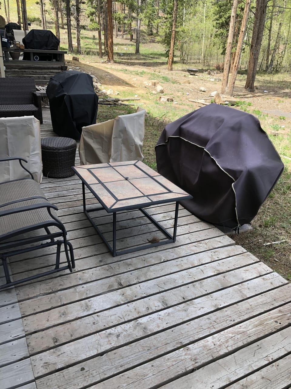 Backyard deck with grill and lots of seating