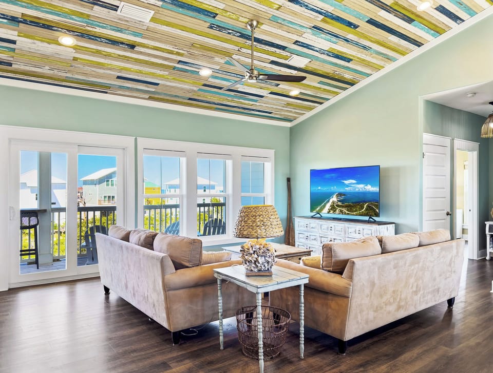 Third-floor living space with gulf and bay views.
