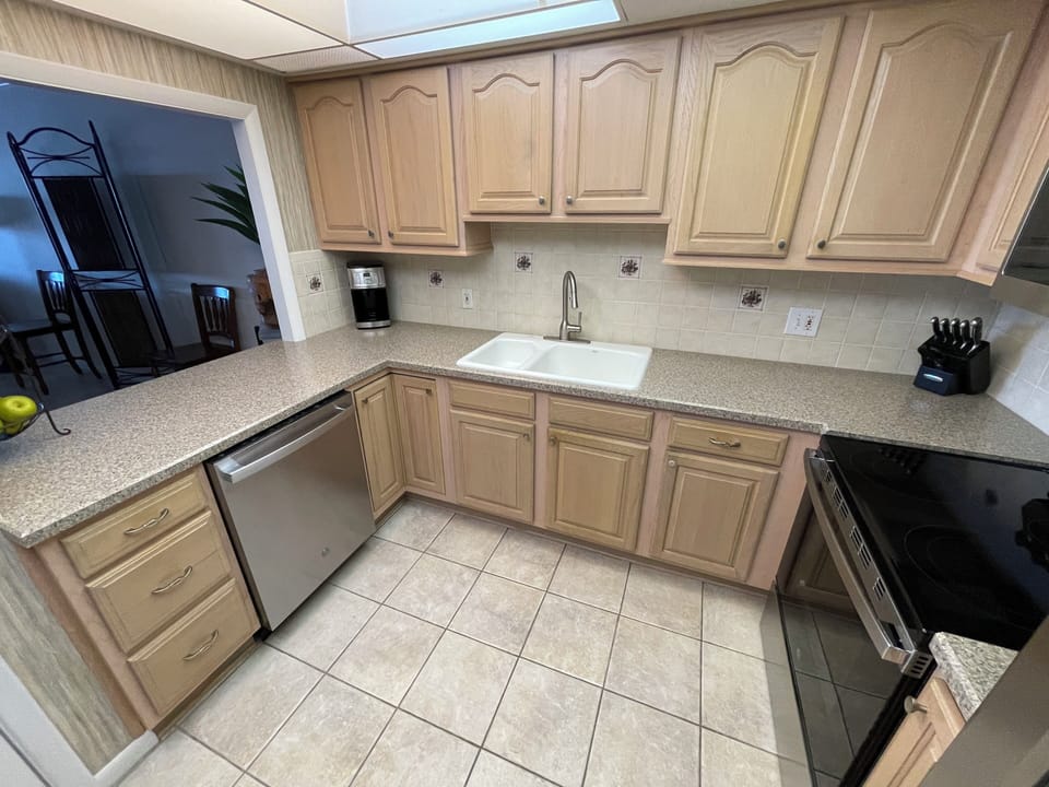 open kitchen with new appliances
