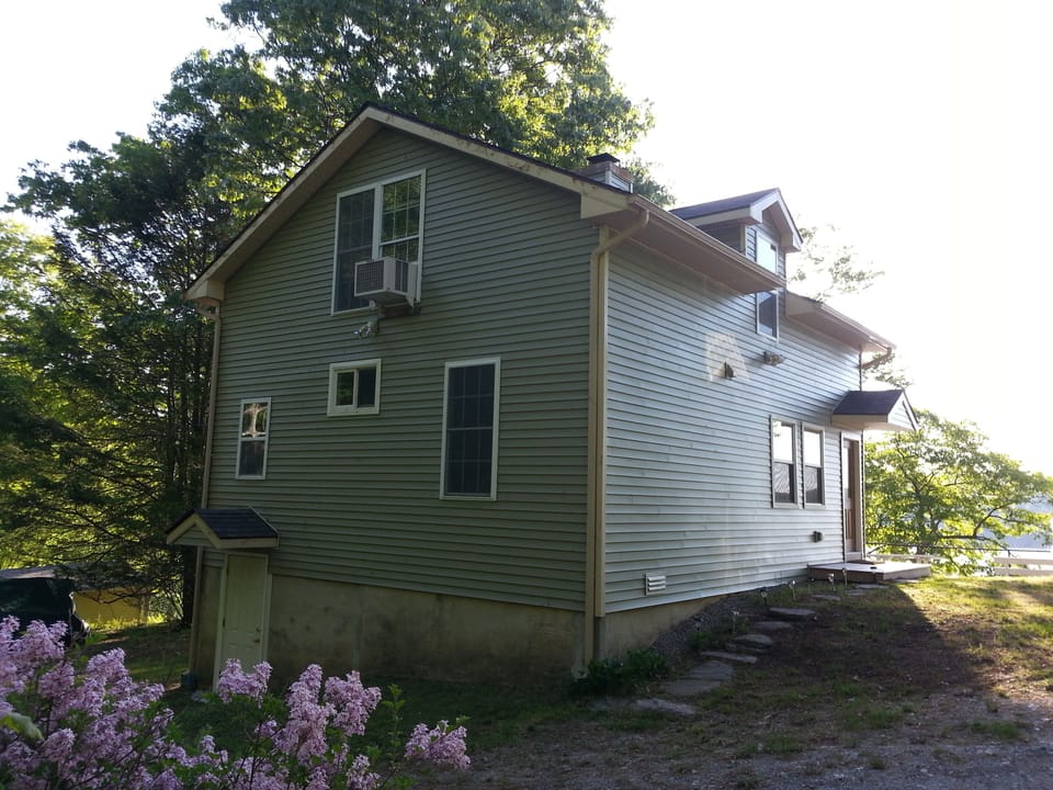 Backside when you drive up.