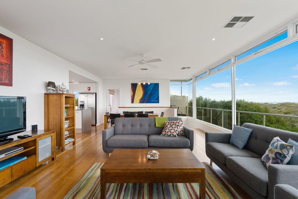Upstairs living room and dining room