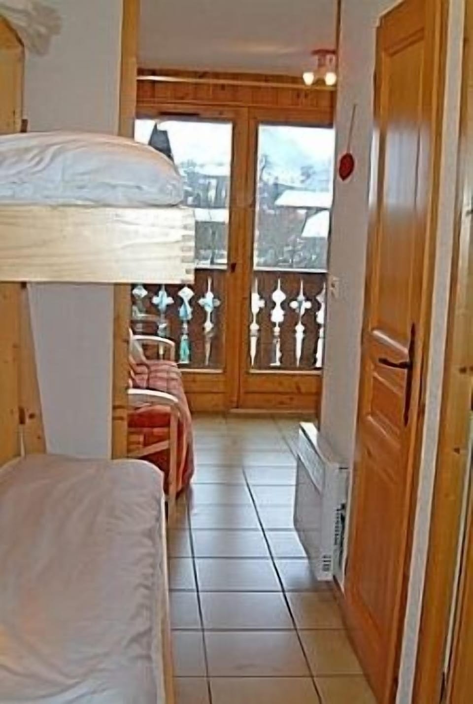 View to balcony from bunk beds