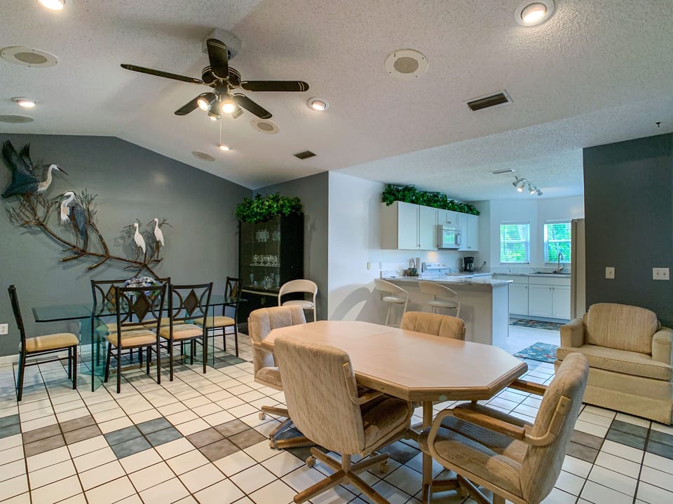 The dining room seats ten easily , plus counter seating. Open kitchen.