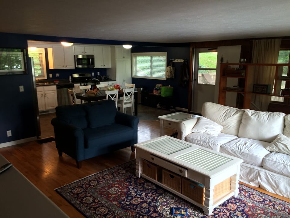 Open kitchen and living room area 