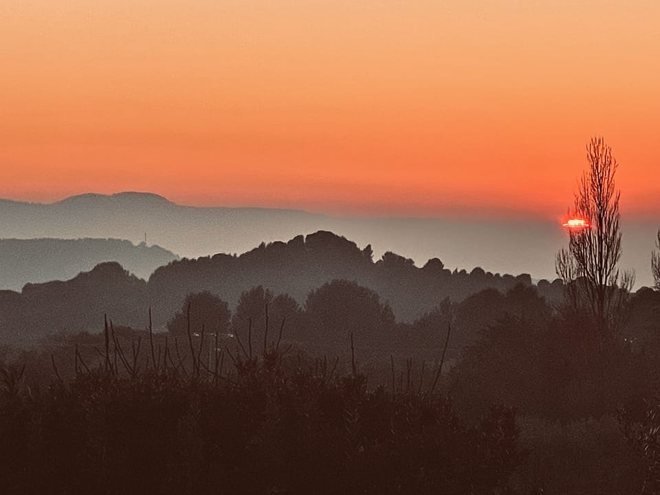 Winter sunset from terrace.