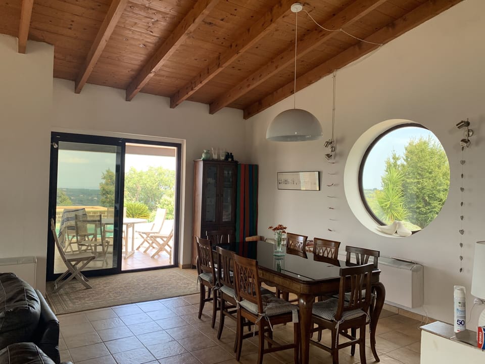 The dining area which opens out onto the pool terrace