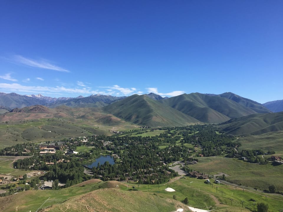 View from the top of nearby Dollar Mt overlooking Sun Valley.