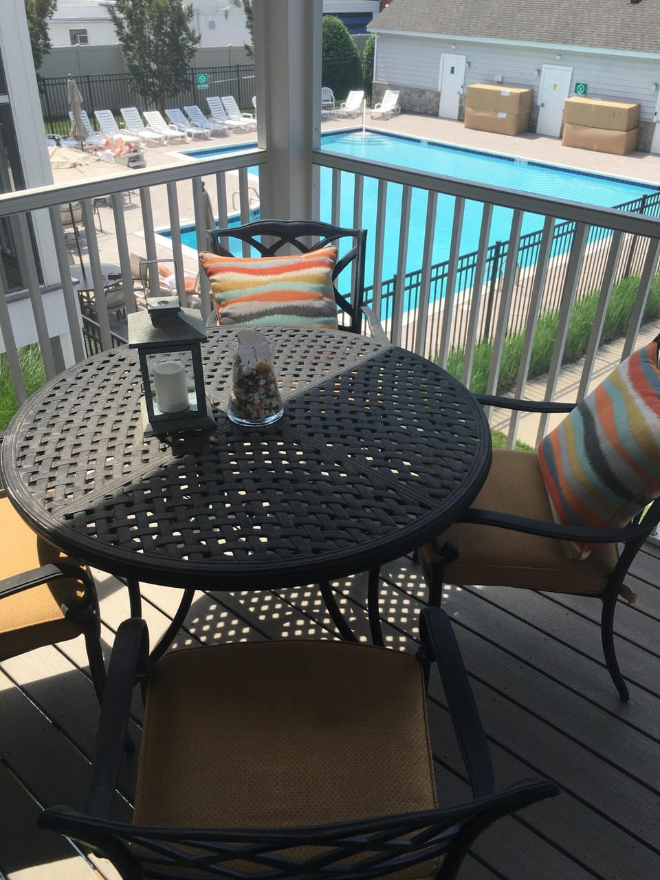 Screened in patio with Pool view