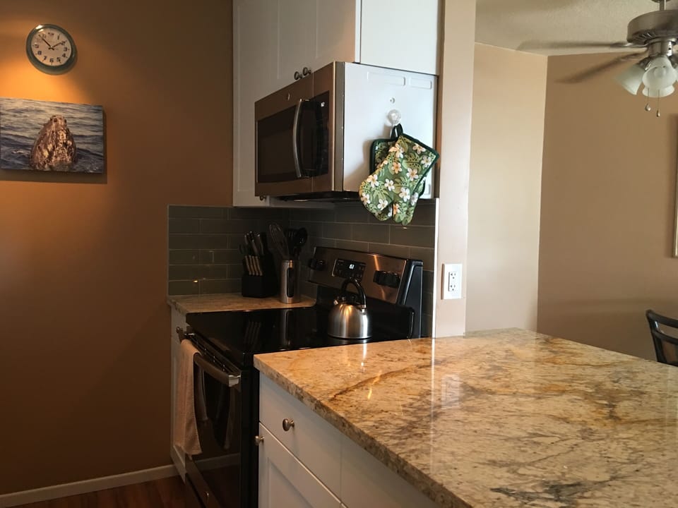 Counter and eating space.