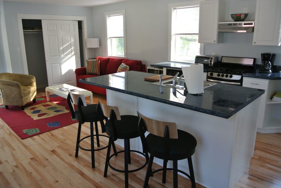 Island facing living room area