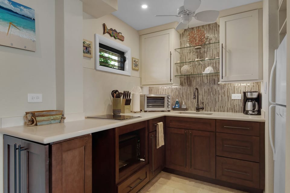 Lots of counter space, open and airy.  