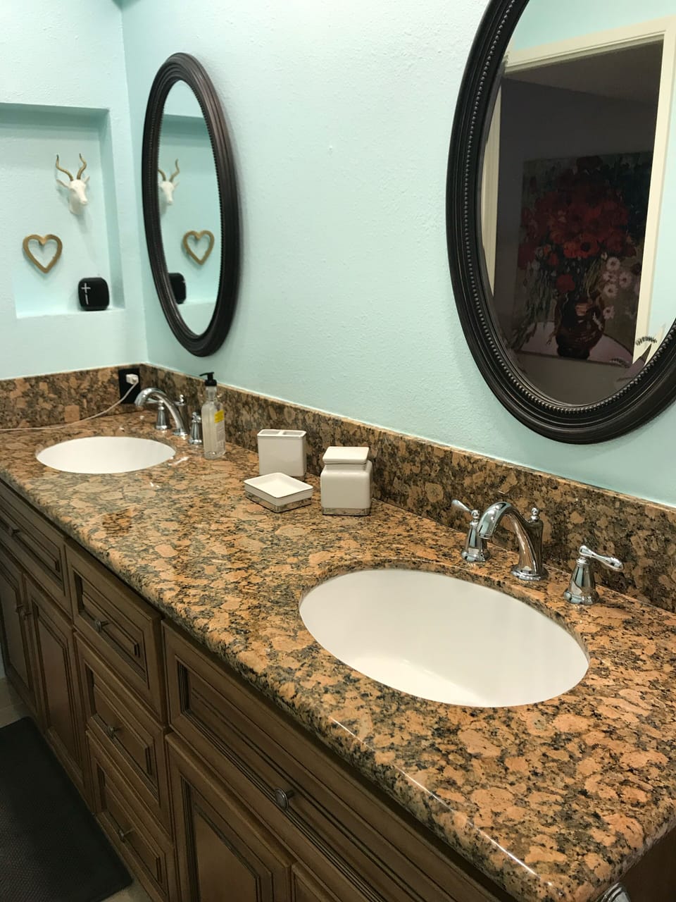 Master bathroom double sink vanity