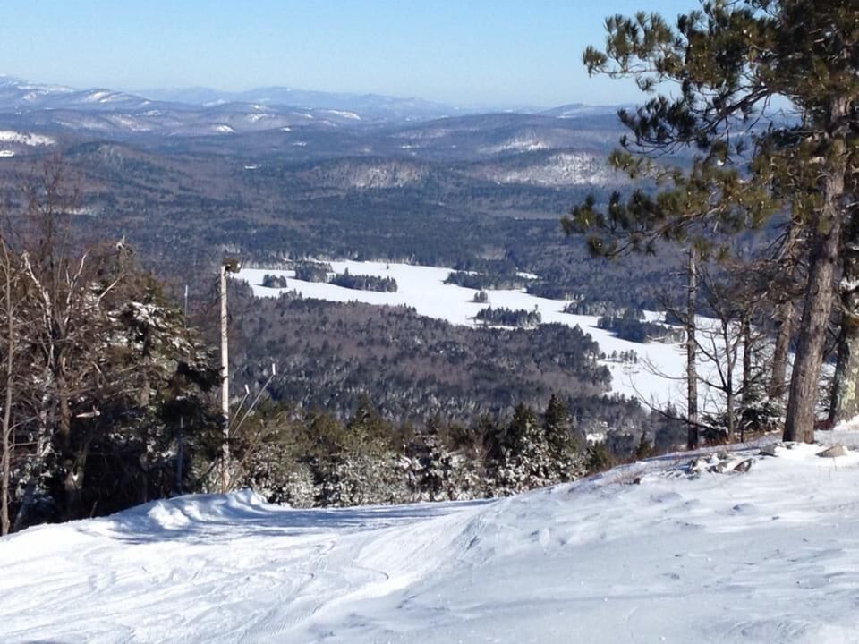 Looking down at Moose Pond from Pleasant Mountain