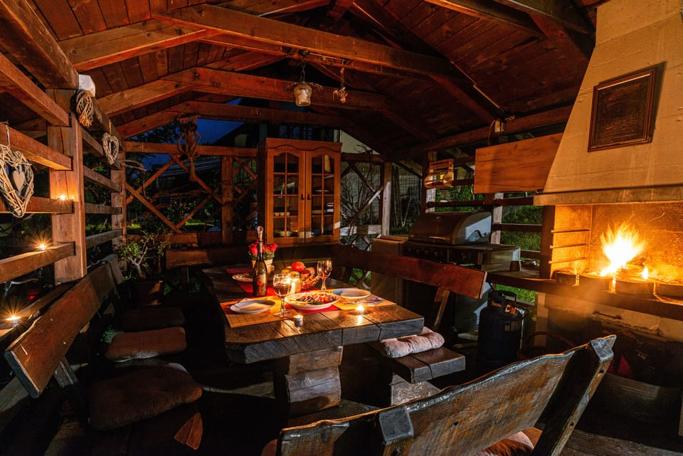 Romantic dinner in the hayrack on our garden.