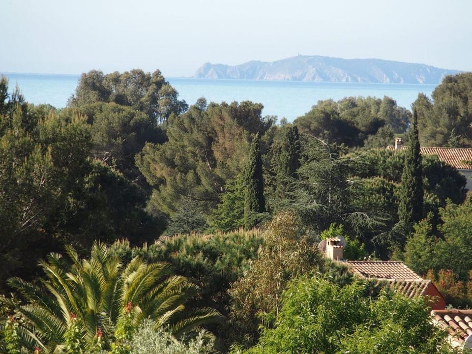 Vue sur la mer et l'île du Levant, depuis la terrasse du 1er étage