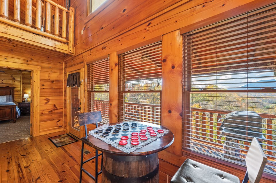 How about a game of checkers while enjoying the perfect mountain setting.