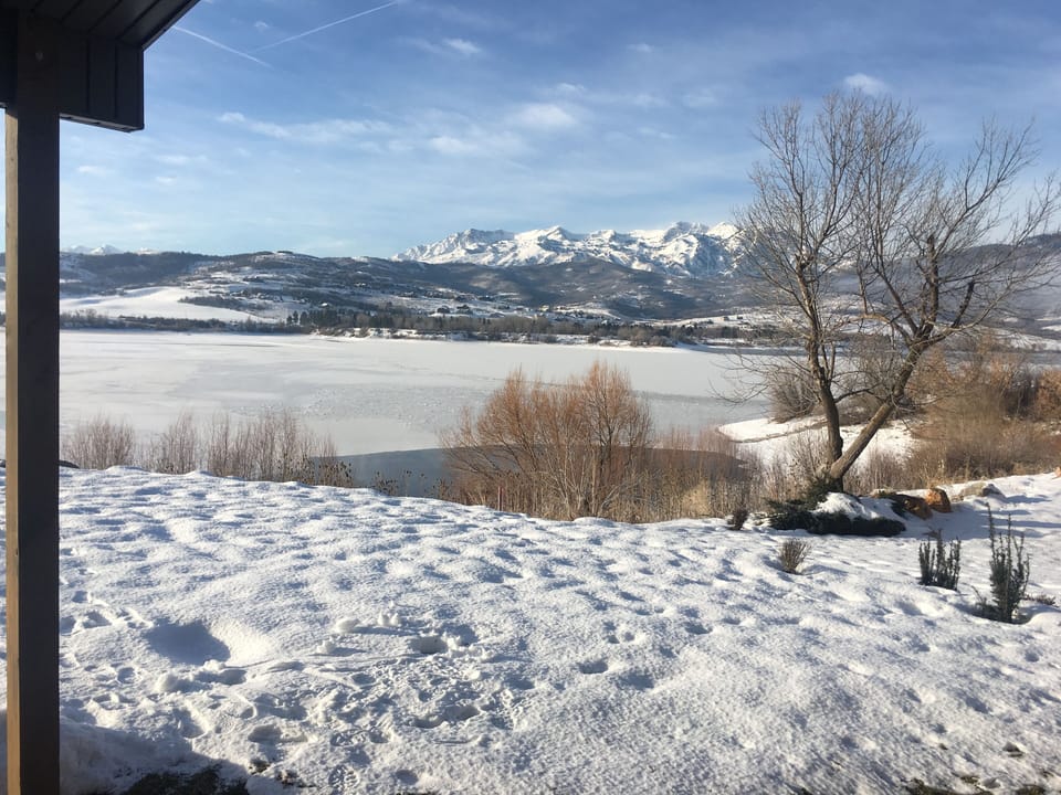 Winter backyard looking at SnowBasin