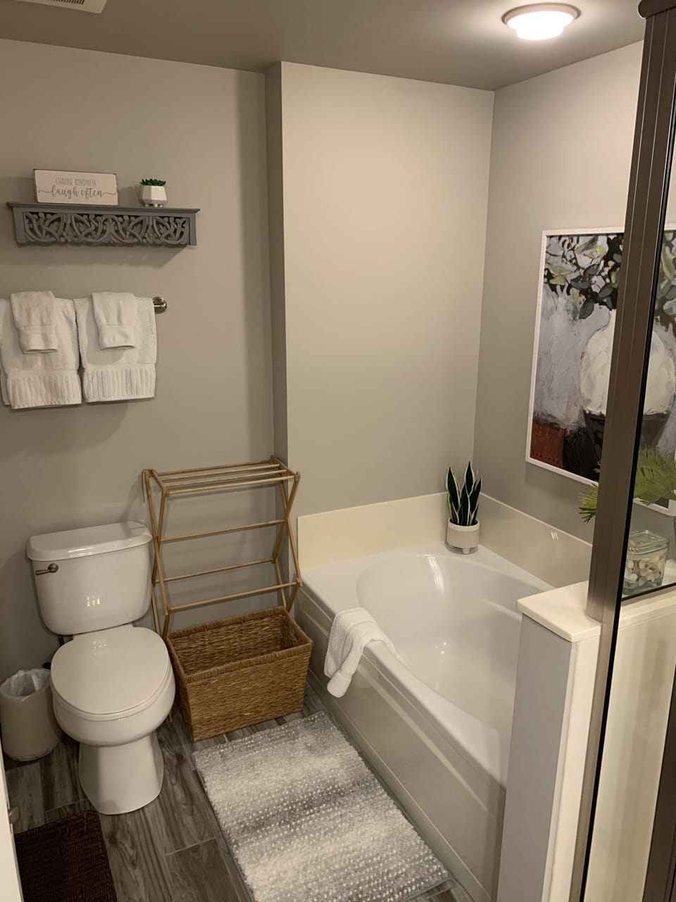 Master bath with garden tub and stand up shower.