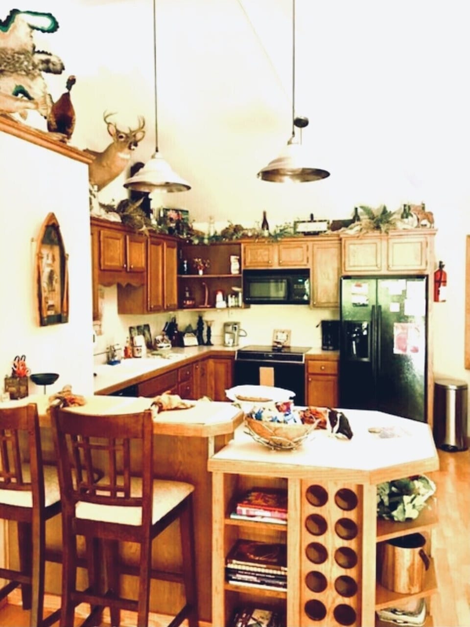 Kitchen with Open Floor Plan; 2 Bar Stools; Wine Rack